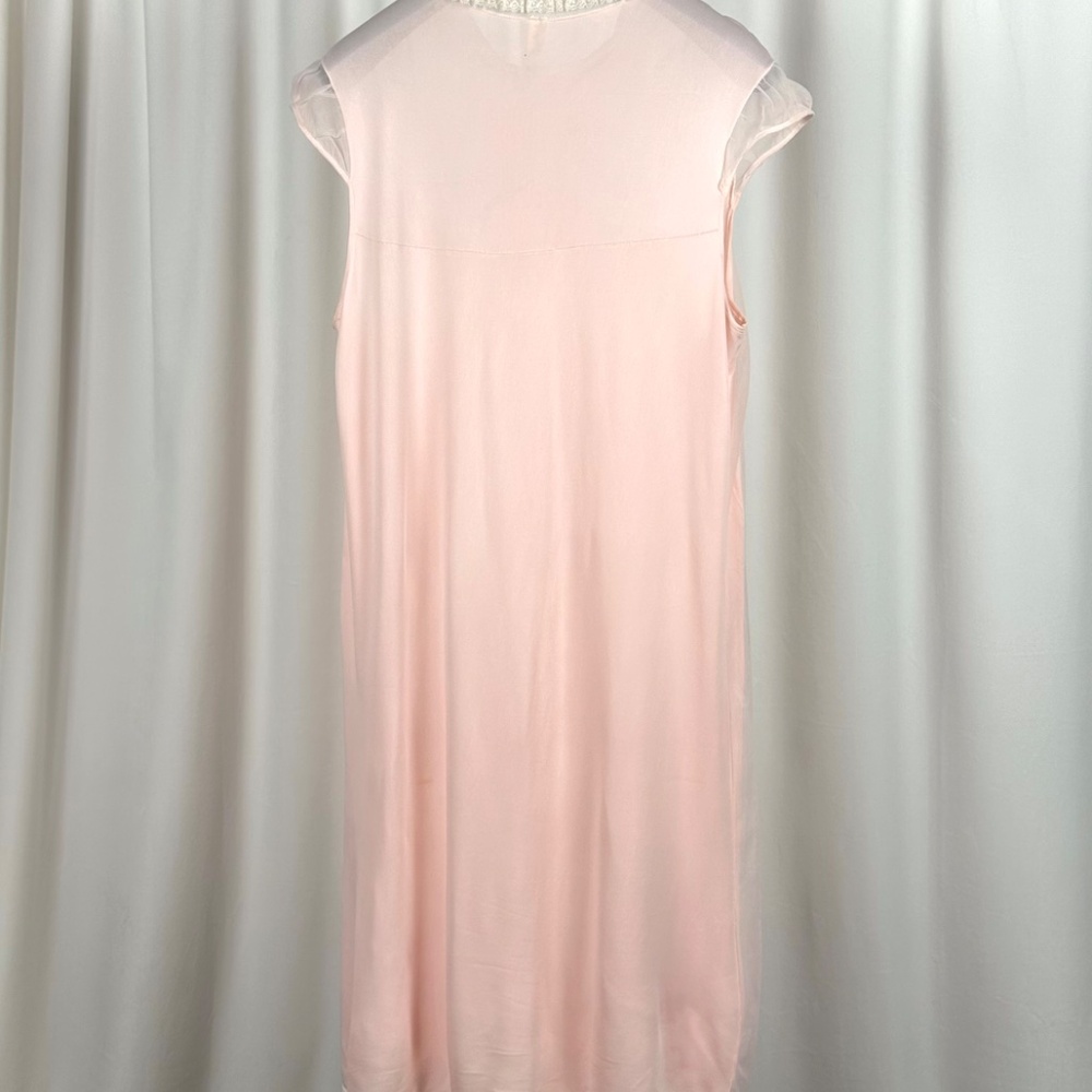 Vintage 60s Pink Sheer Nightgown | Belinda Lace Nylon Slip S/M - Picture 9 of 13